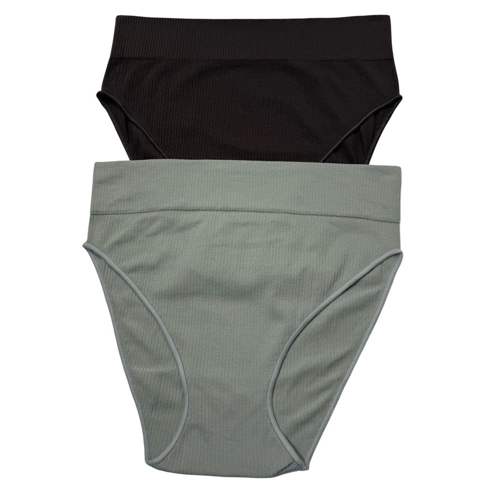 SKIMS Stretch Rib Brief Lot of 2 NEW Soot Sea Haze L/XL - Picture 11 of 11